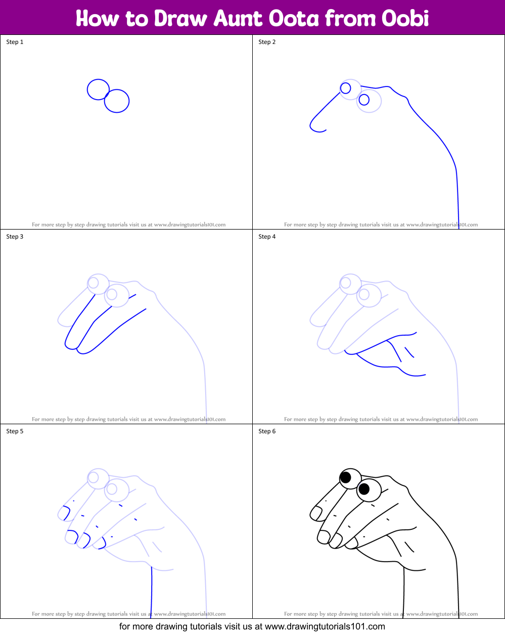 How to Draw Aunt Oota from Oobi Printable Step by Step