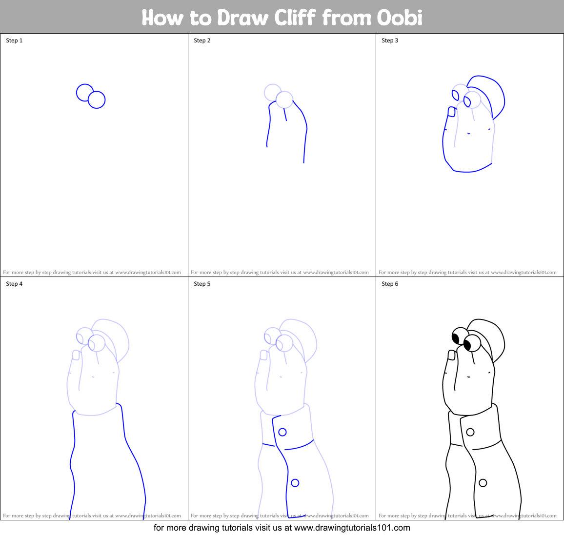 How to Draw Cliff from Oobi Printable Step by Step