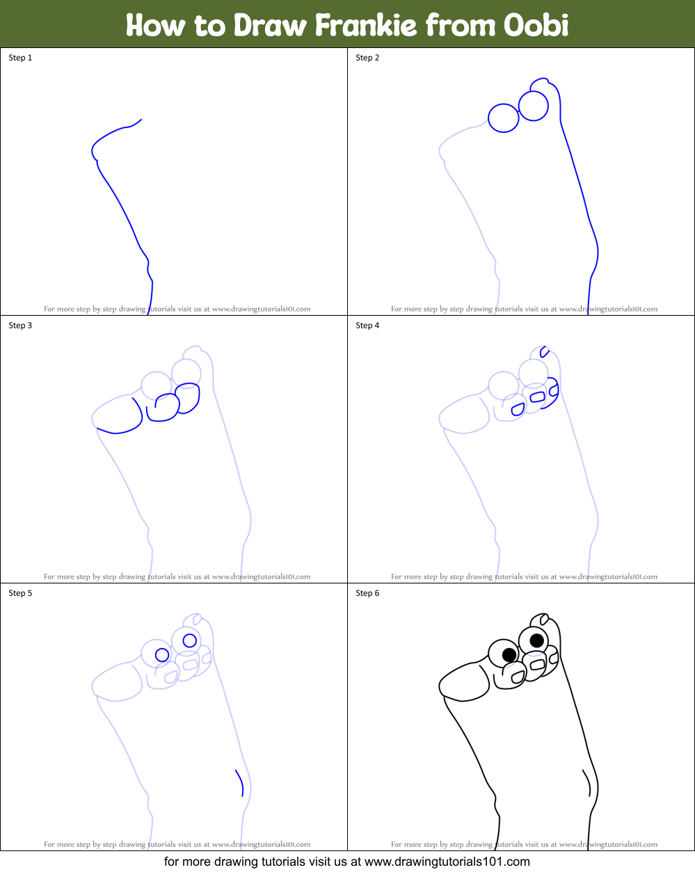How to Draw Frankie from Oobi Printable Step by Step