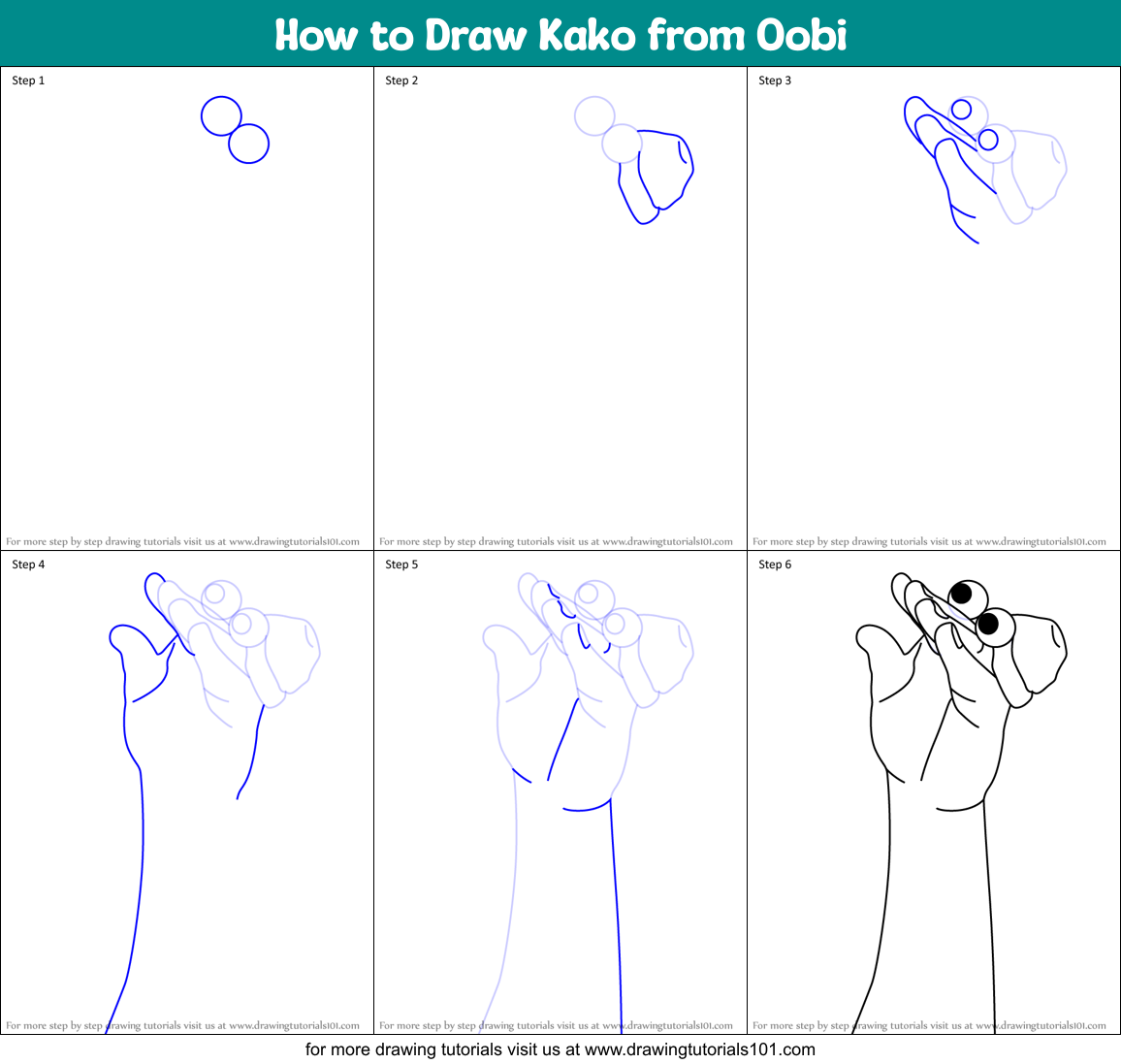 How to Draw Kako from Oobi Printable Step by Step