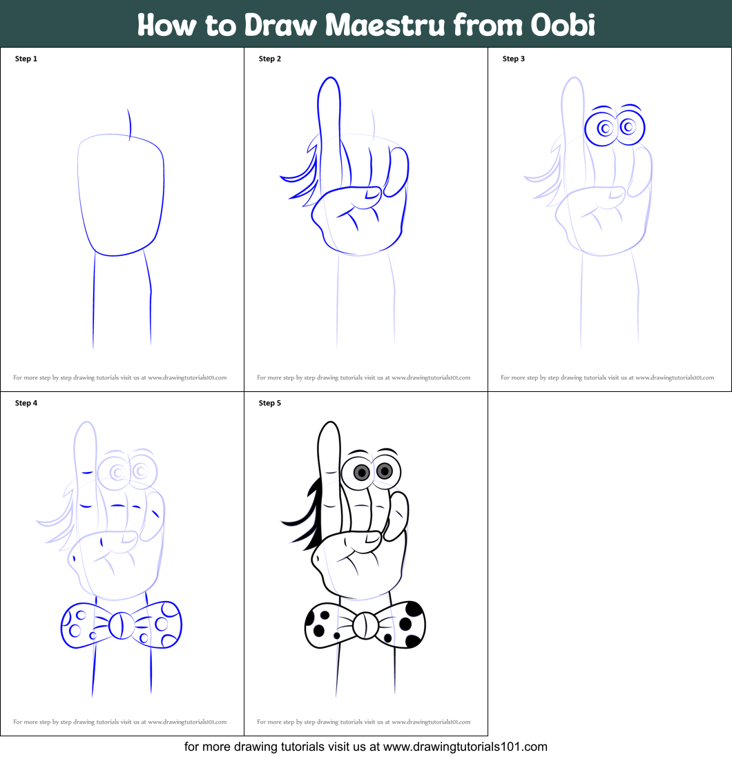 How to Draw Maestru from Oobi Printable Step by Step