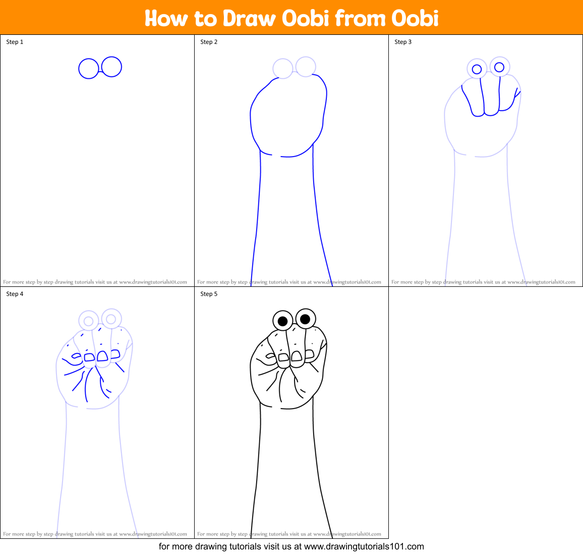 How to Draw Oobi from Oobi Printable Step by Step