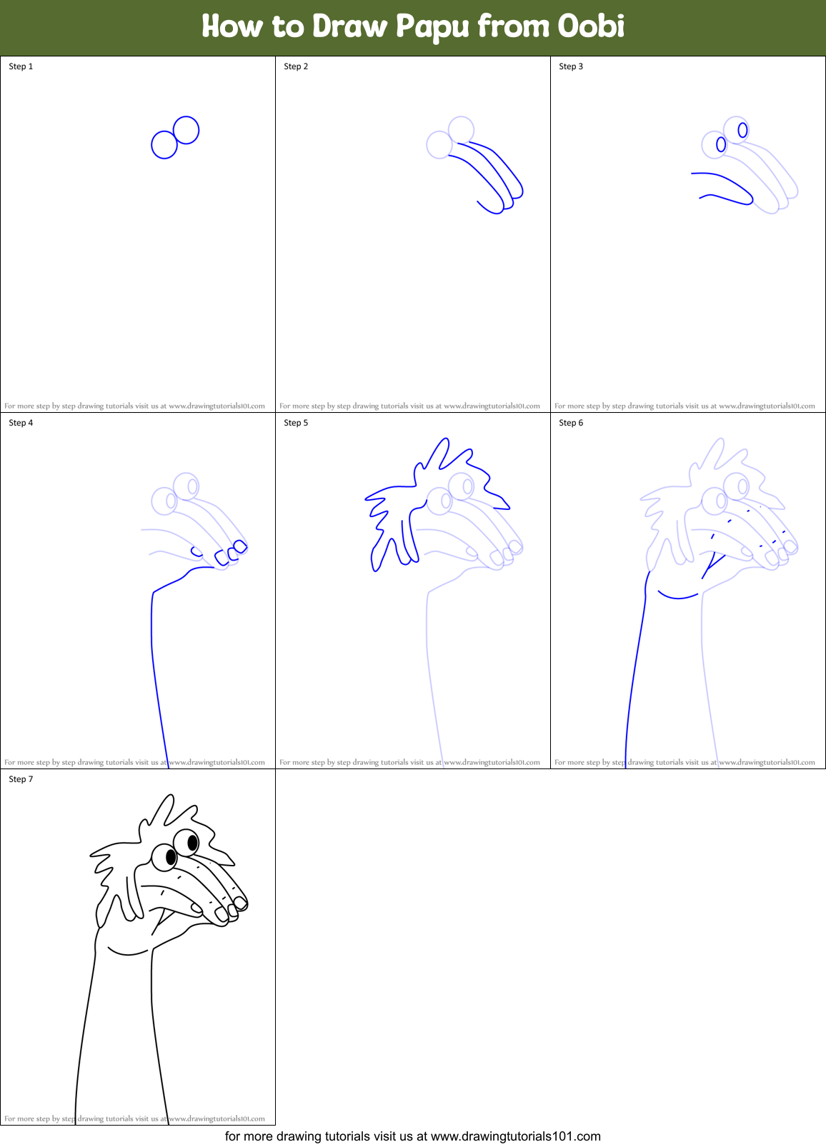 How to Draw Papu from Oobi Printable Step by Step