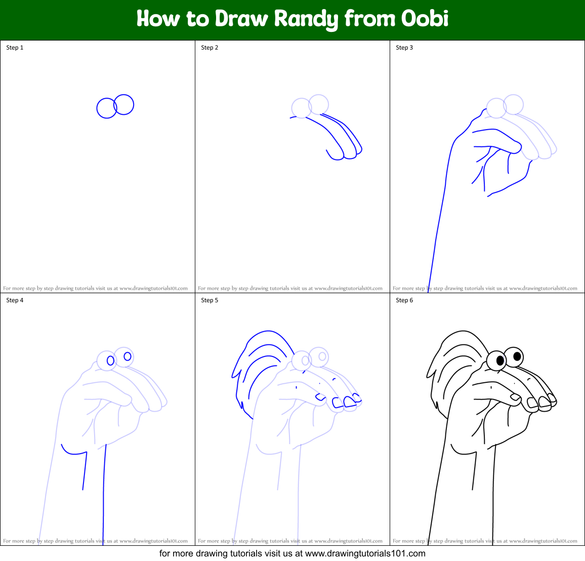 How to Draw Randy from Oobi Printable Step by Step