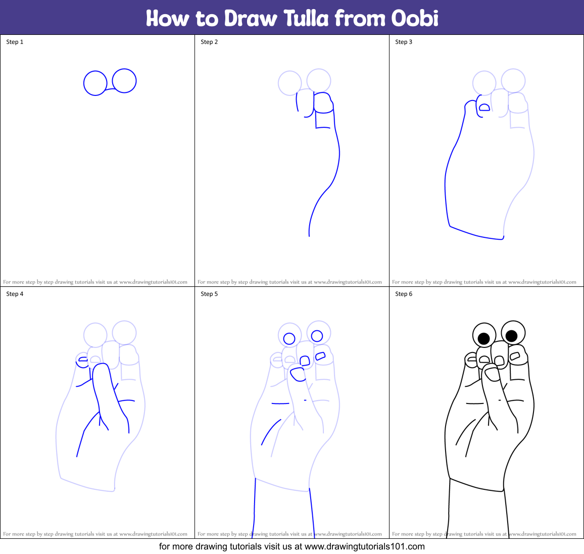 How to Draw Tulla from Oobi Printable Step by Step