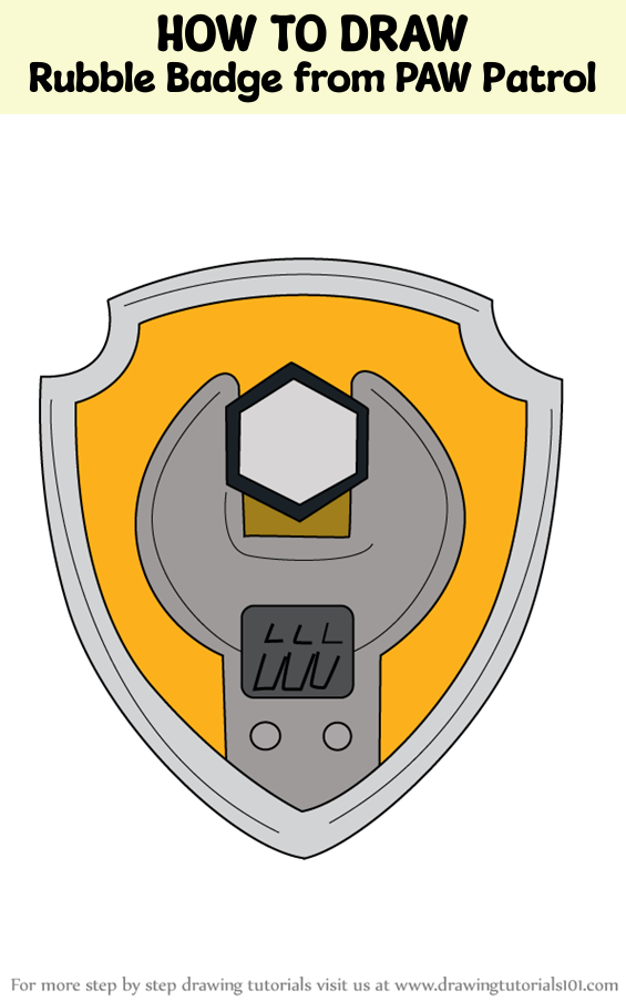 How to Draw Rubble Badge from PAW Patrol (PAW Patrol) Step by Step ...