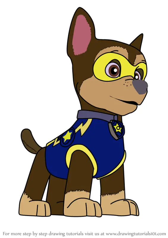 Learn How to Draw Super Chase from PAW Patrol (PAW Patrol) Step by Step :  Drawing Tutorials