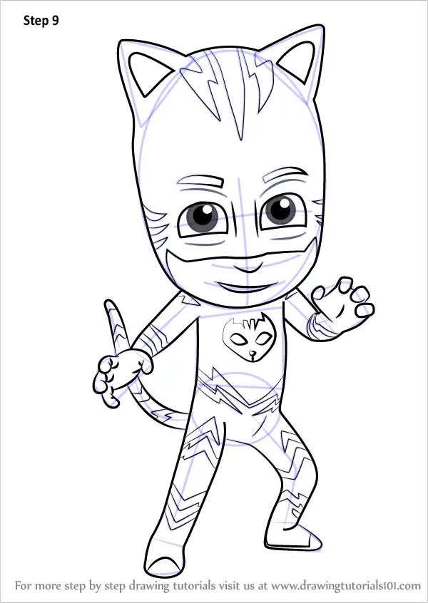 catboy drawingtutorials101 owlette colorear gekko pjmask combed