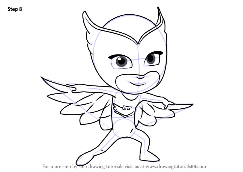 pj owlette colorare gufetta drawingtutorials101 helden catboy learn pjmasks gekko disegnare eulette