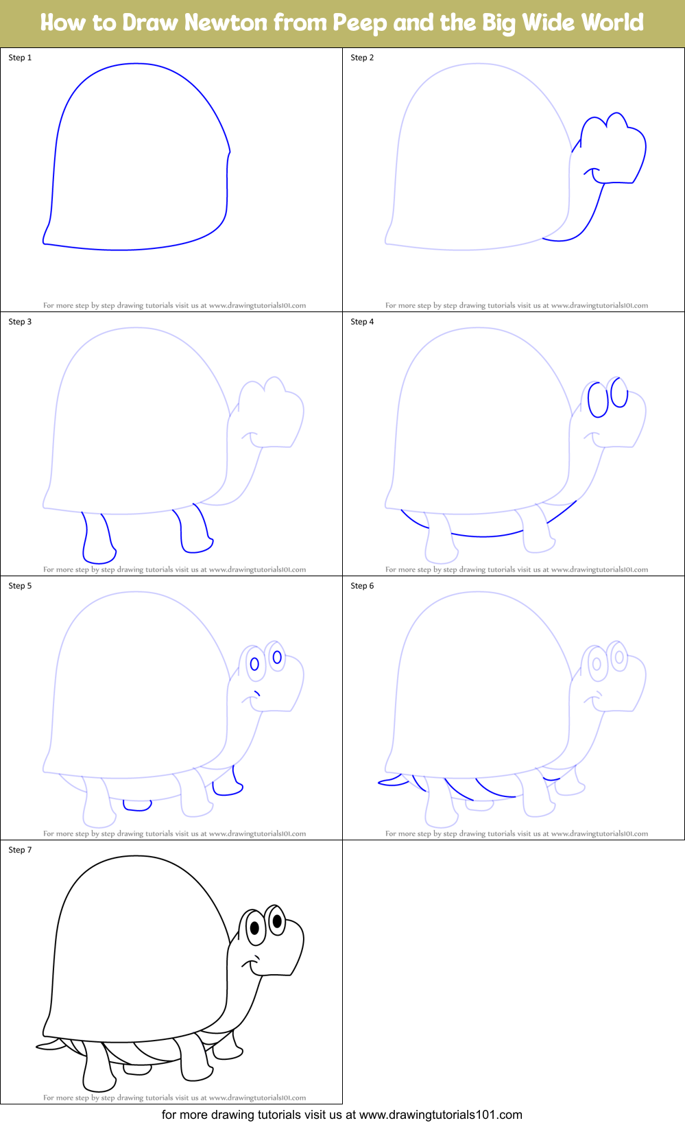 How to Draw Newton from Peep and the Big Wide World Printable Step by Step