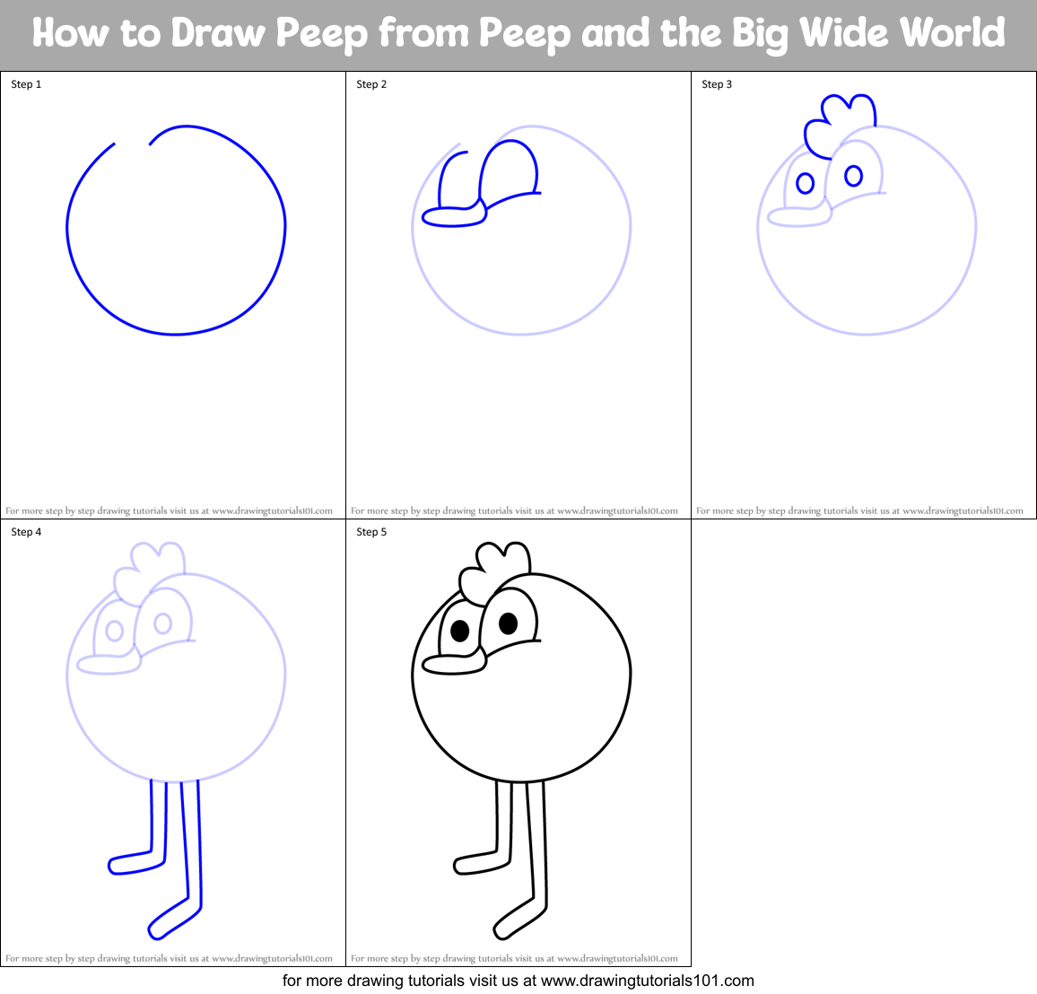 How to Draw Peep from Peep and the Big Wide World Printable Step by Step