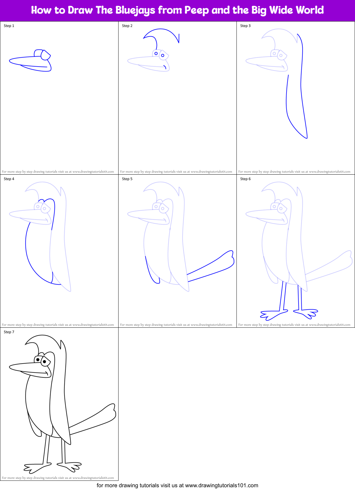 How to Draw The Bluejays from Peep and the Big Wide World Printable Step by Step