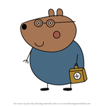 How to Draw Doctor Brown Bear from Peppa Pig