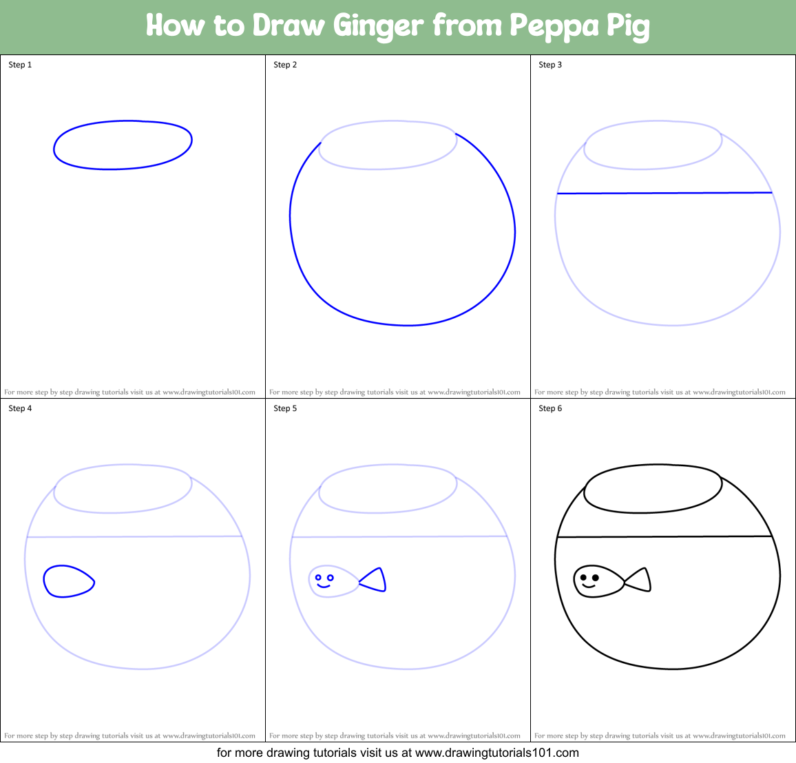 How to Draw Ginger from Peppa Pig Printable Step by Step