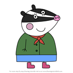 How to Draw Mrs. Badger from Peppa Pig