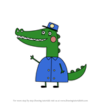 How to Draw Mrs. Crocodile from Peppa Pig