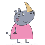 How to Draw Mrs. Rhino from Peppa Pig
