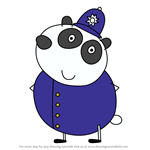 How to Draw Police Officer Panda from Peppa Pig