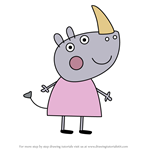 How to Draw Reese Rhinoceros from Peppa Pig