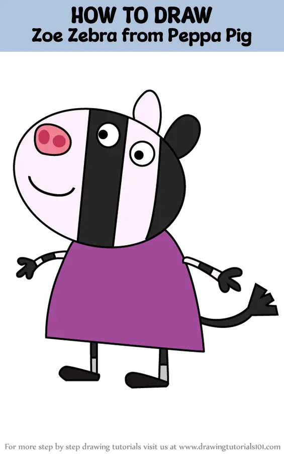 How to Draw Zoe Zebra from Peppa Pig (Peppa Pig) Step by Step