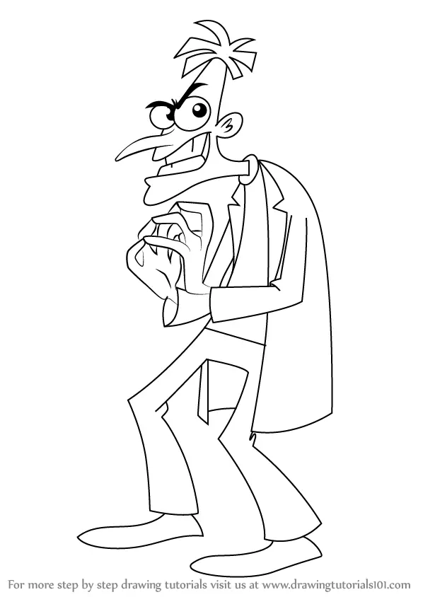 Step by Step How to Draw Dr. Doofenshmirtz from Phineas ...
