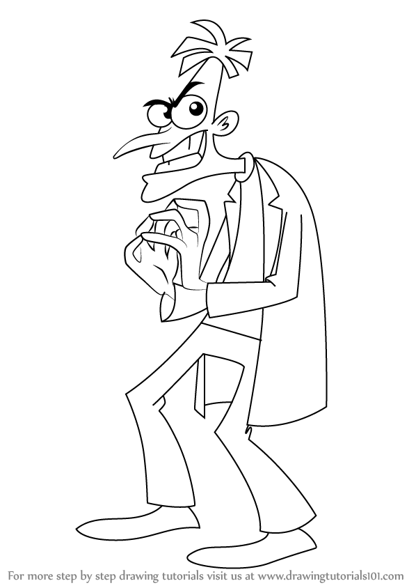 Step by Step How to Draw Dr. Doofenshmirtz from Phineas and Ferb 