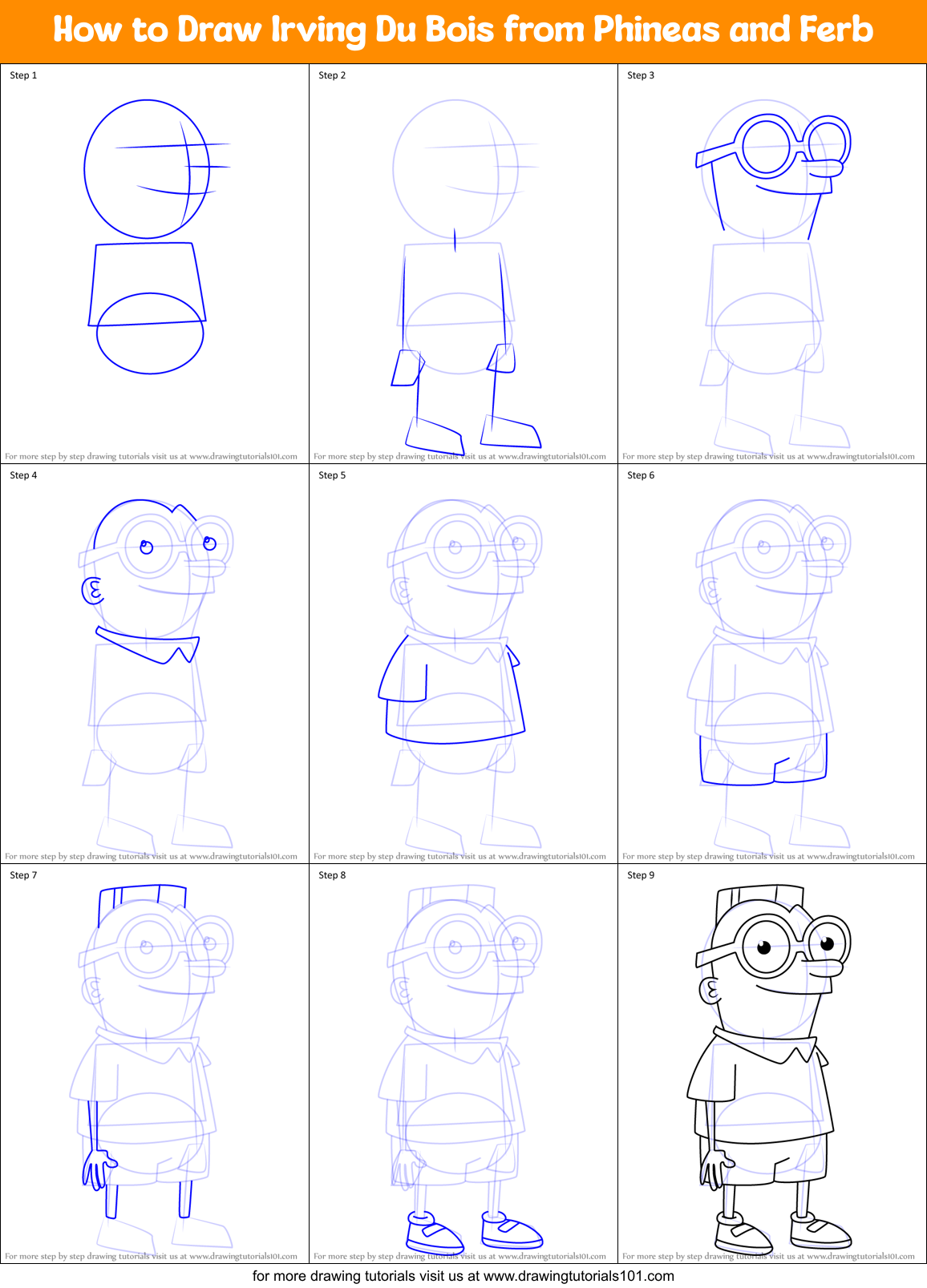 How to Draw Irving Du Bois from Phineas and Ferb Printable Step by Step