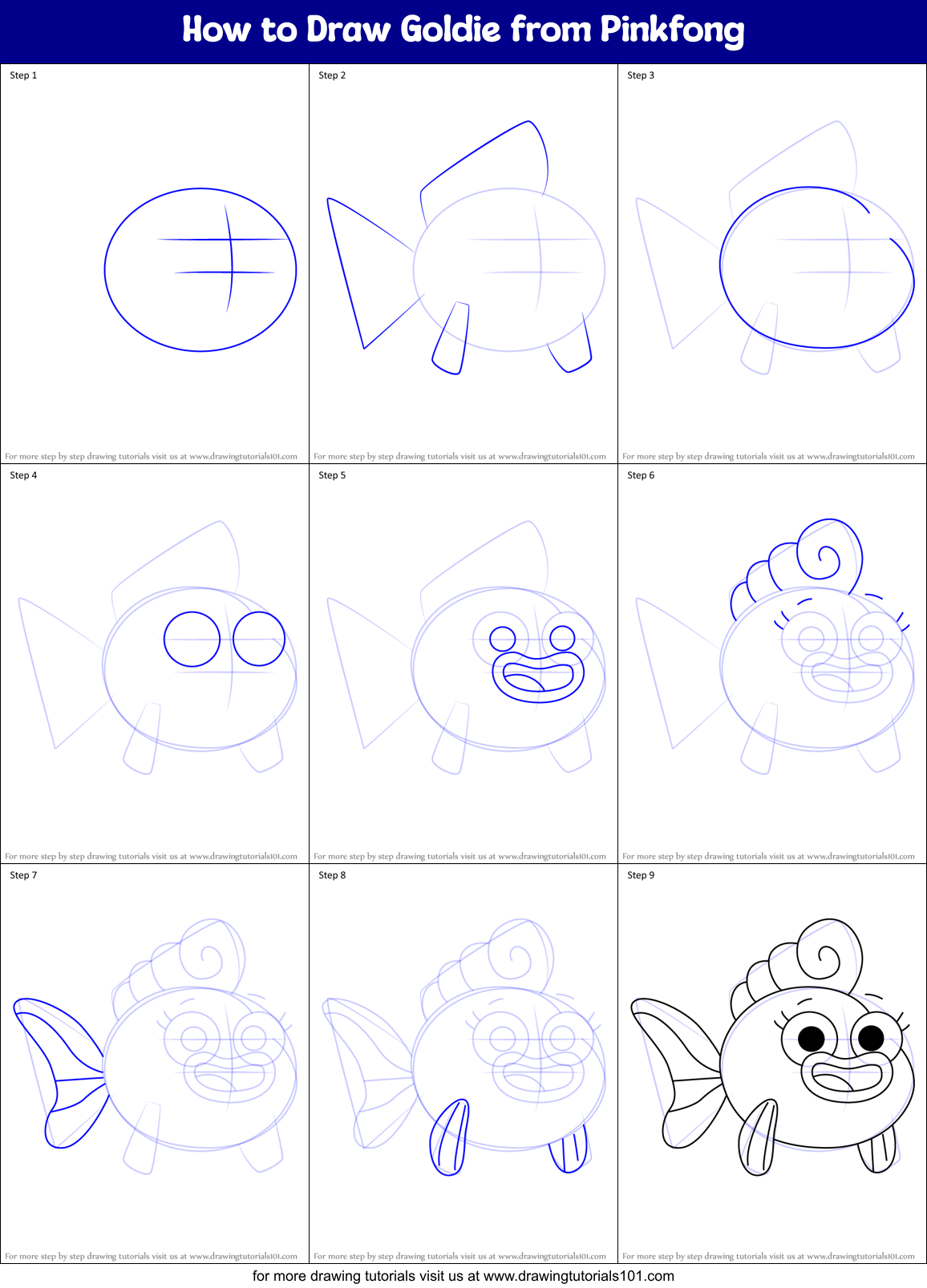 How to Draw Goldie from Pinkfong Printable Step by Step