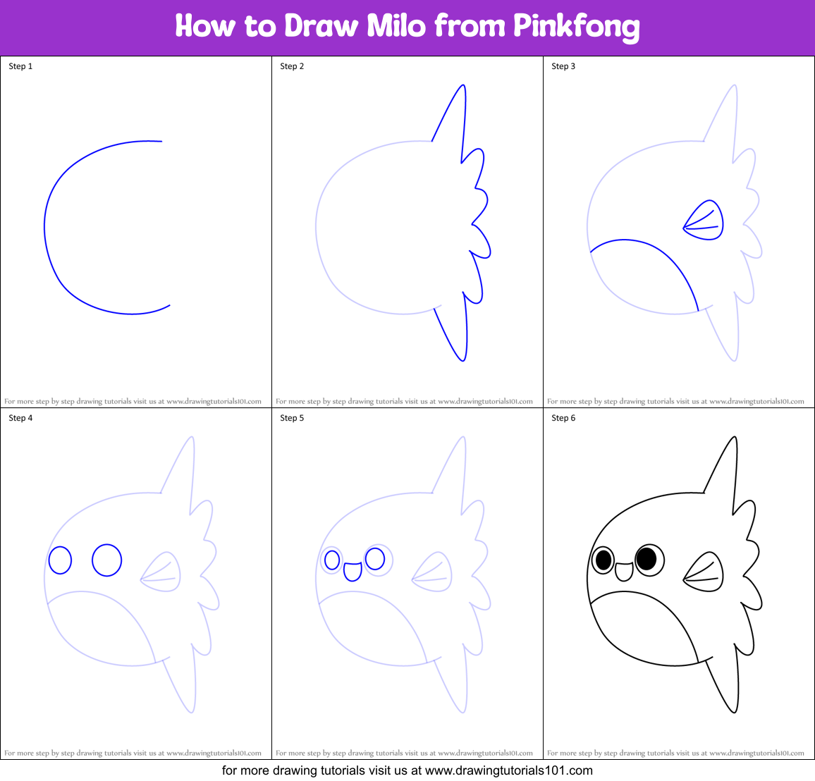 How to Draw Milo from Pinkfong Printable Step by Step