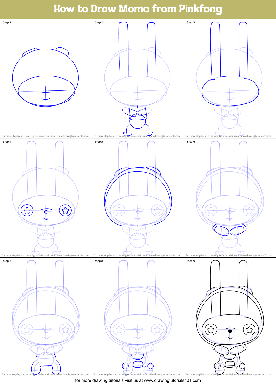 How to Draw Momo from Pinkfong Printable Step by Step