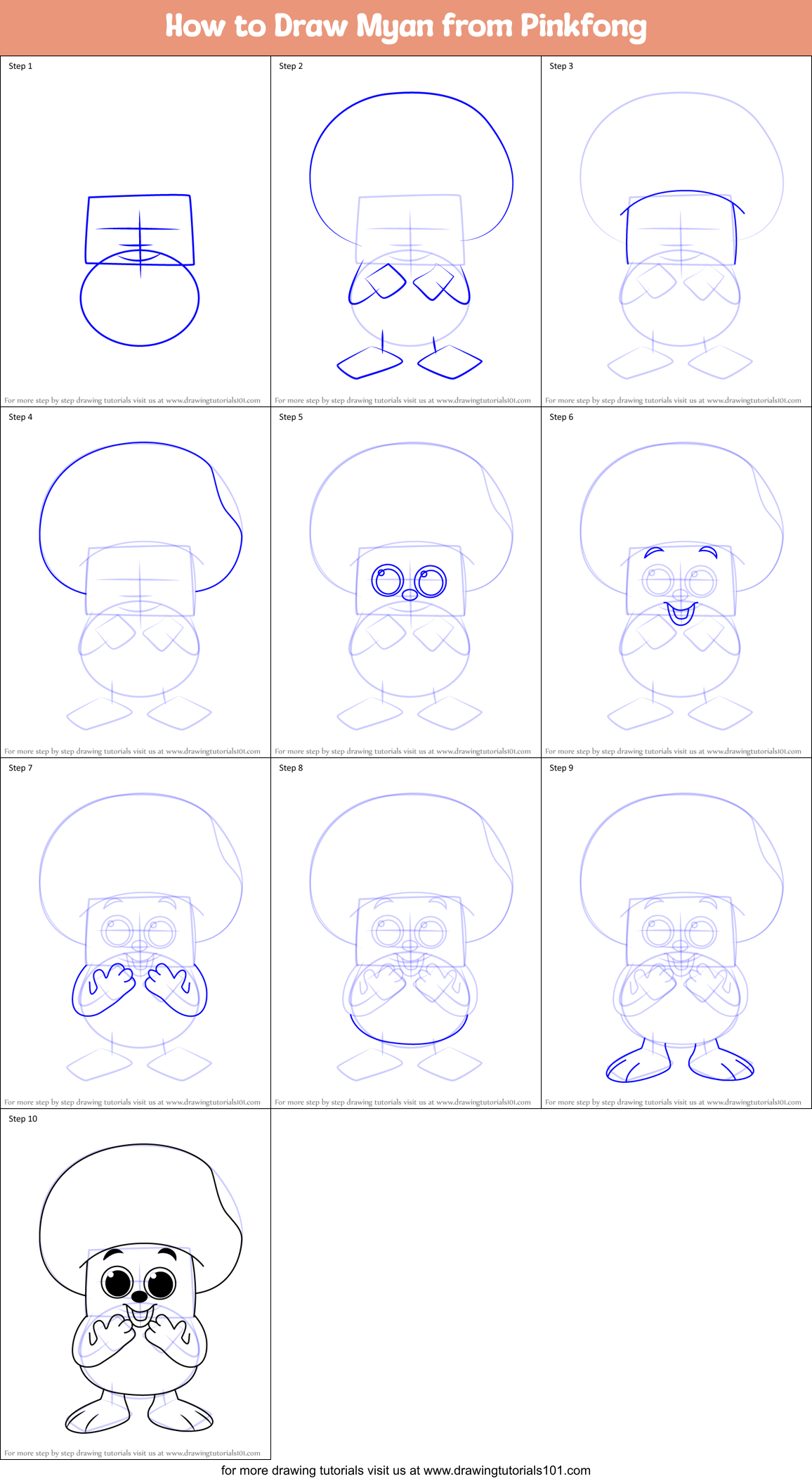 How to Draw Myan from Pinkfong Printable Step by Step