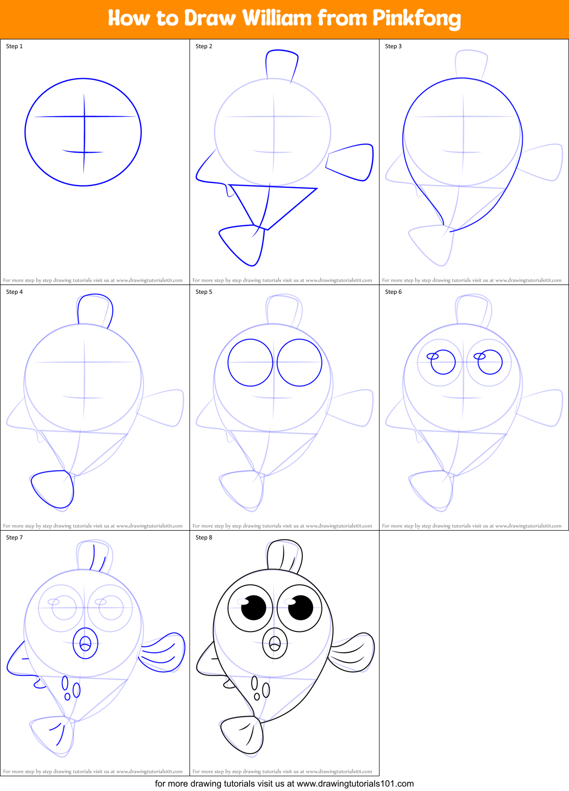 How to Draw William from Pinkfong Printable Step by Step