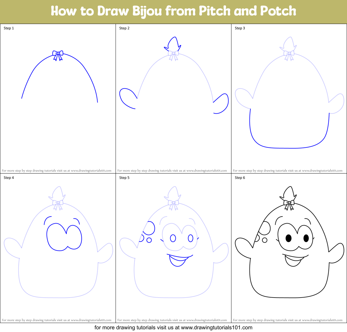 How to Draw Bijou from Pitch and Potch Printable Step by Step