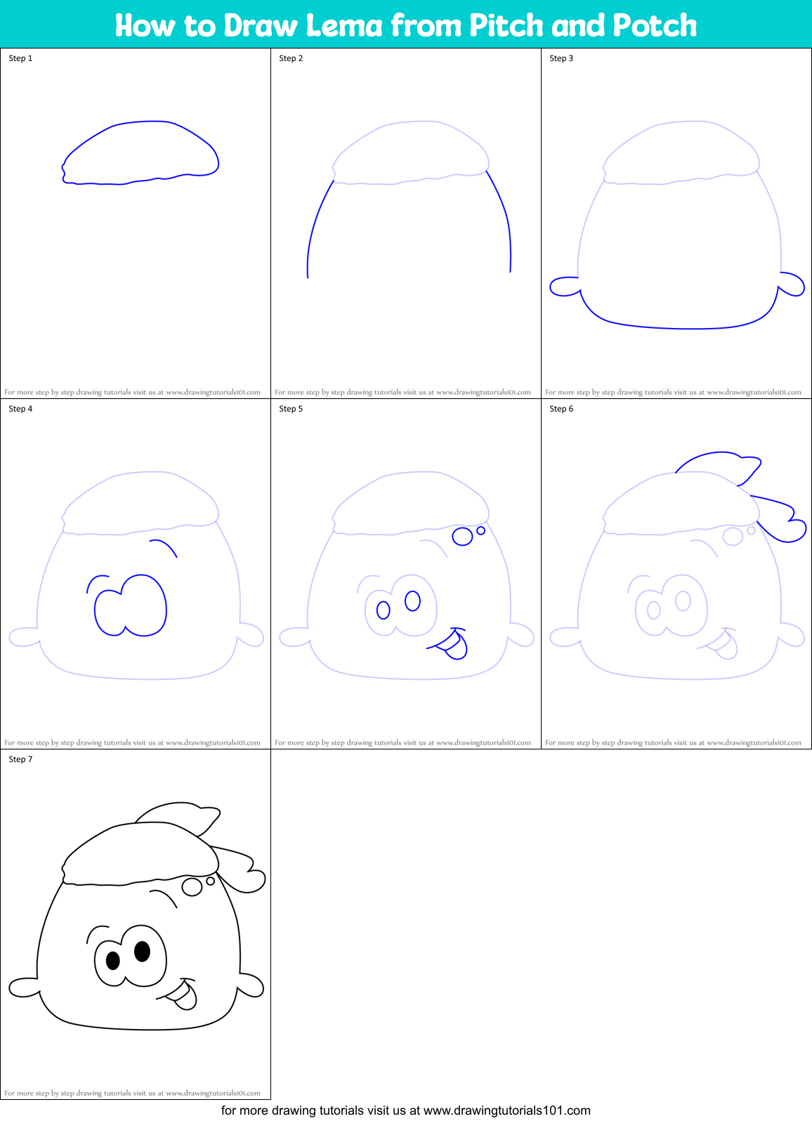 How to Draw Lema from Pitch and Potch Printable Step by Step