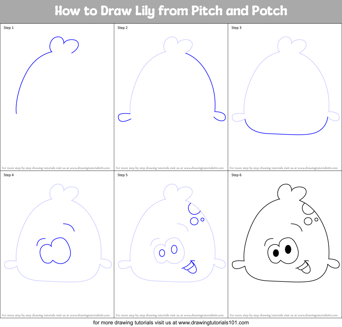 How to Draw Lily from Pitch and Potch Printable Step by Step