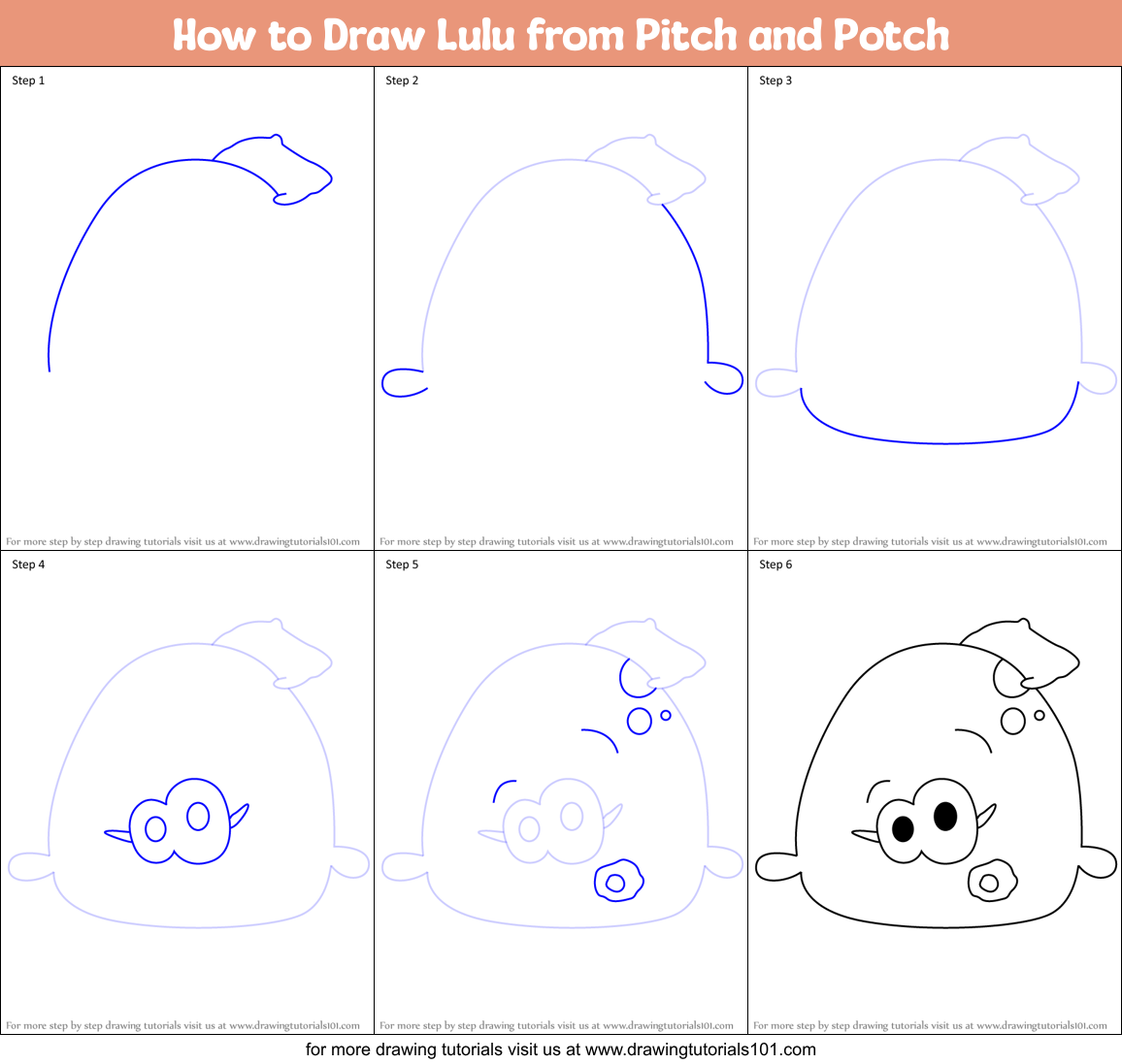 How to Draw Lulu from Pitch and Potch Printable Step by Step