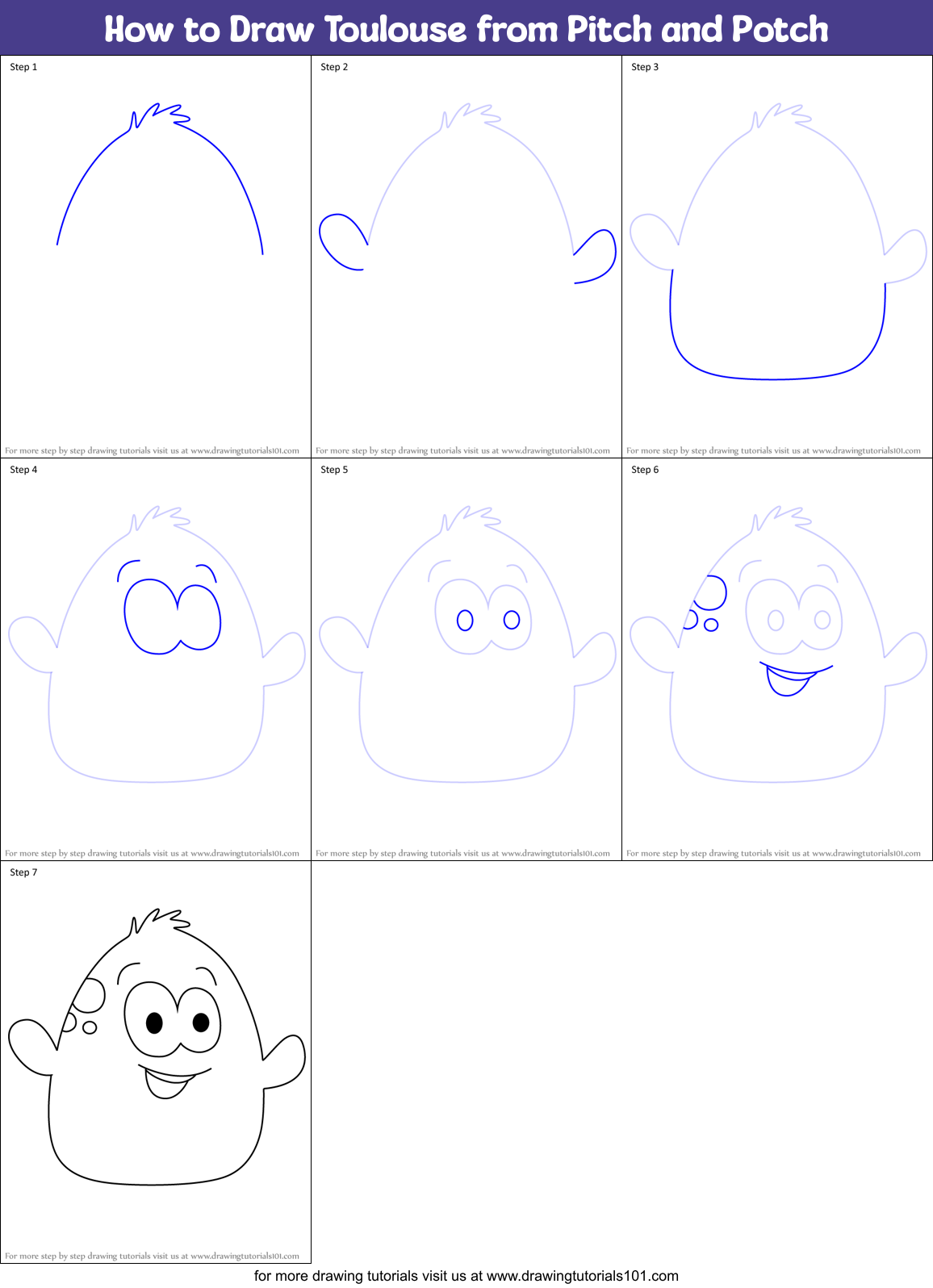 How to Draw Toulouse from Pitch and Potch Printable Step by Step
