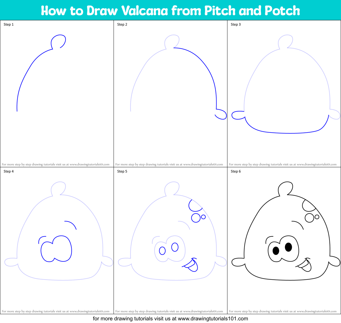How to Draw Valcana from Pitch and Potch Printable Step by Step