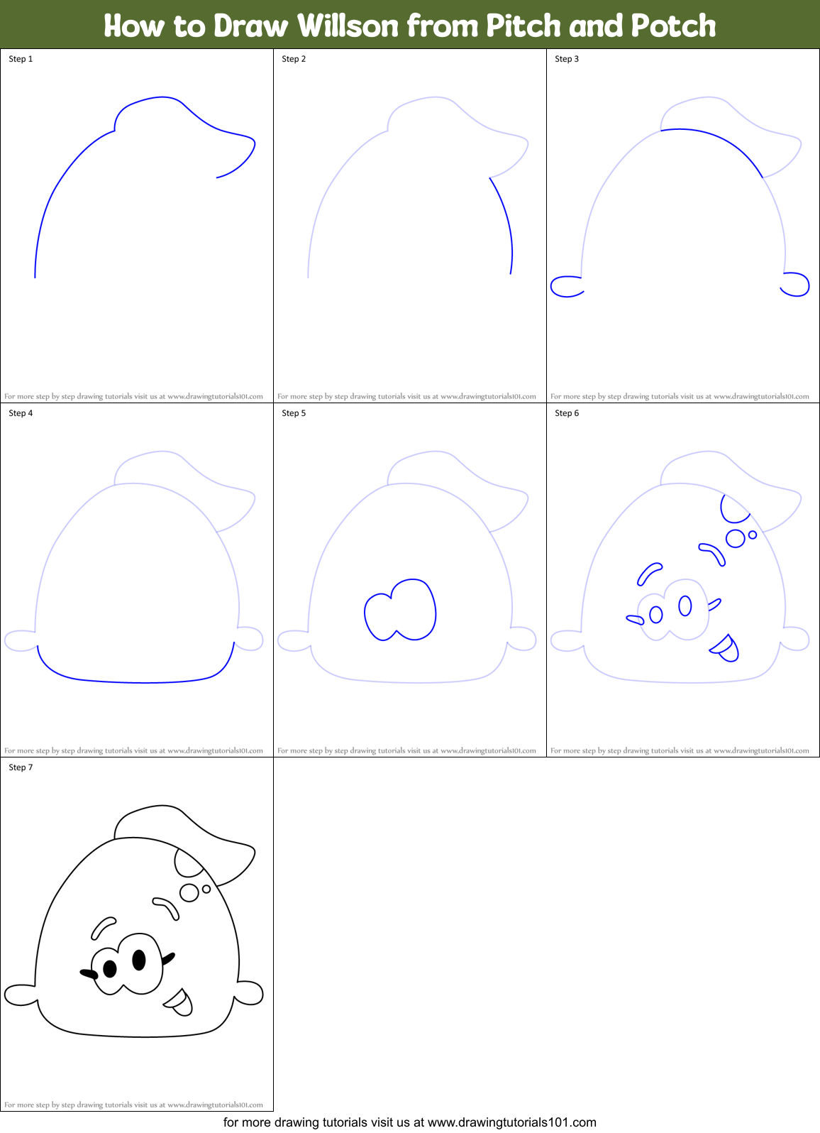 How to Draw Willson from Pitch and Potch Printable Step by Step