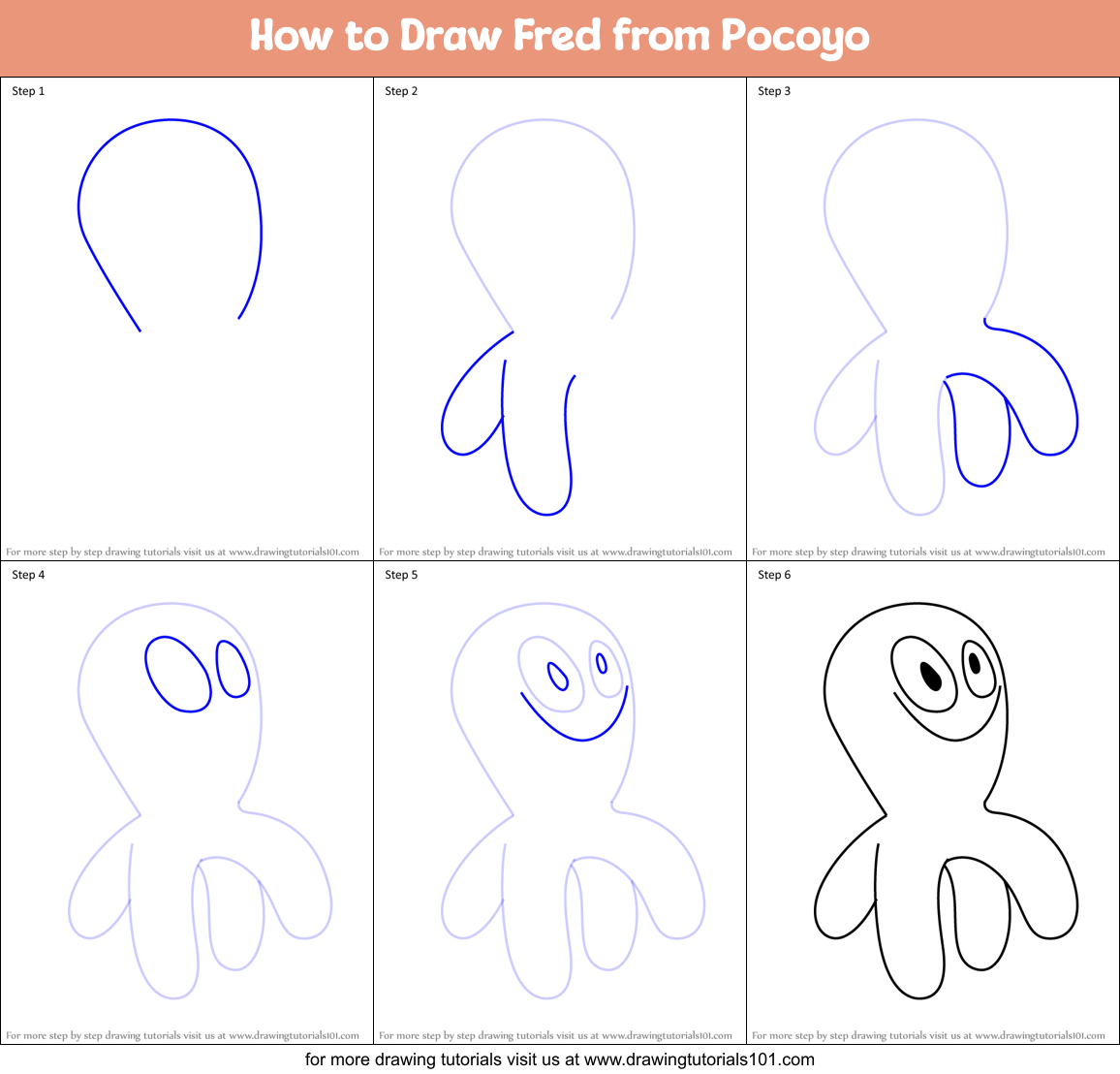 How to Draw Fred from Pocoyo Printable Step by Step
