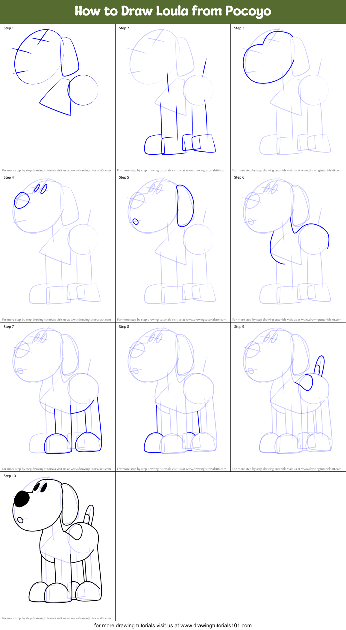How to Draw Loula from Pocoyo Printable Step by Step