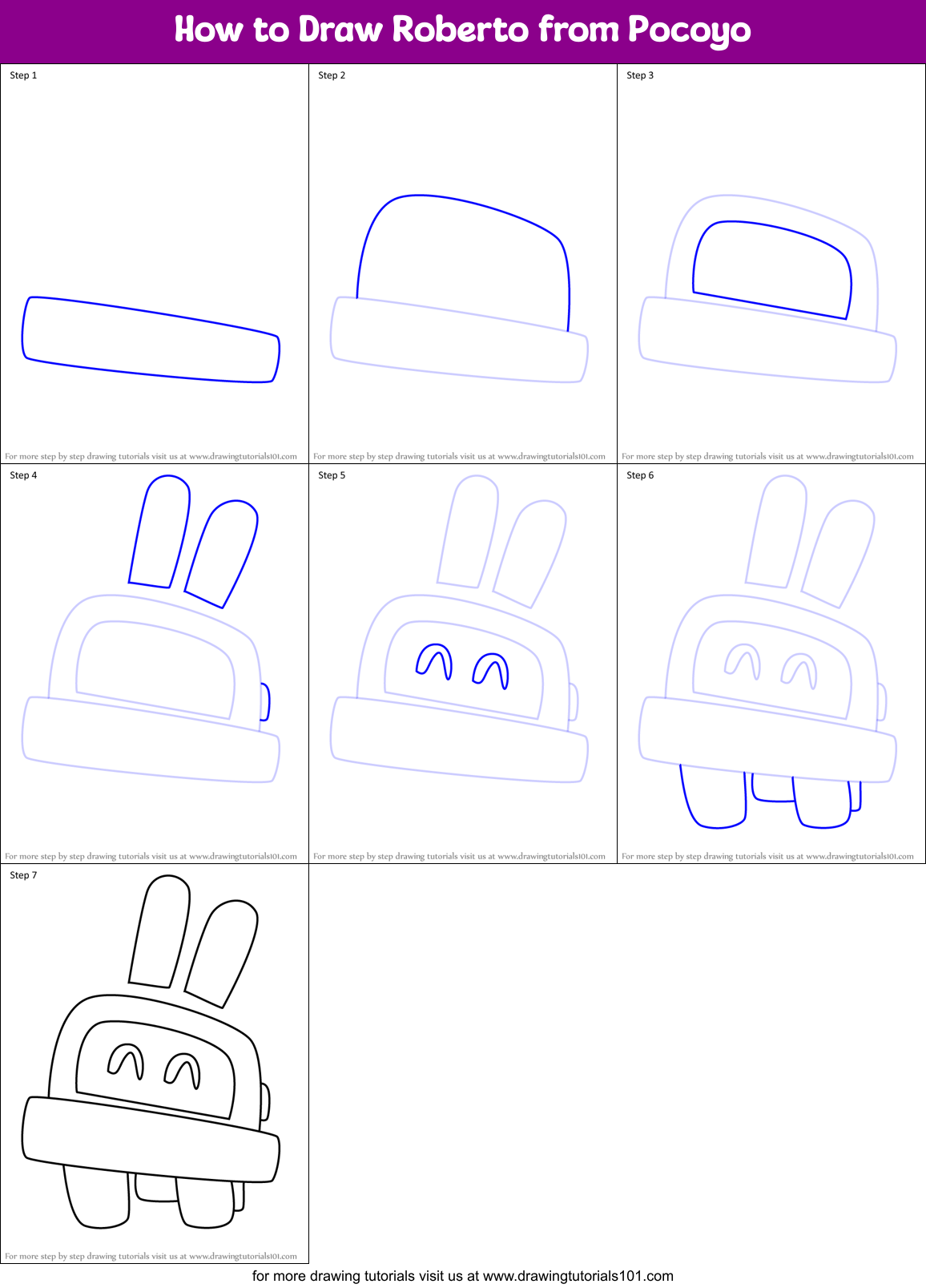 How to Draw Roberto from Pocoyo Printable Step by Step