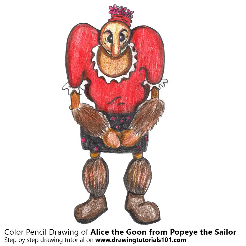 Alice the Goon from Popeye the Sailor Color Pencil Drawing