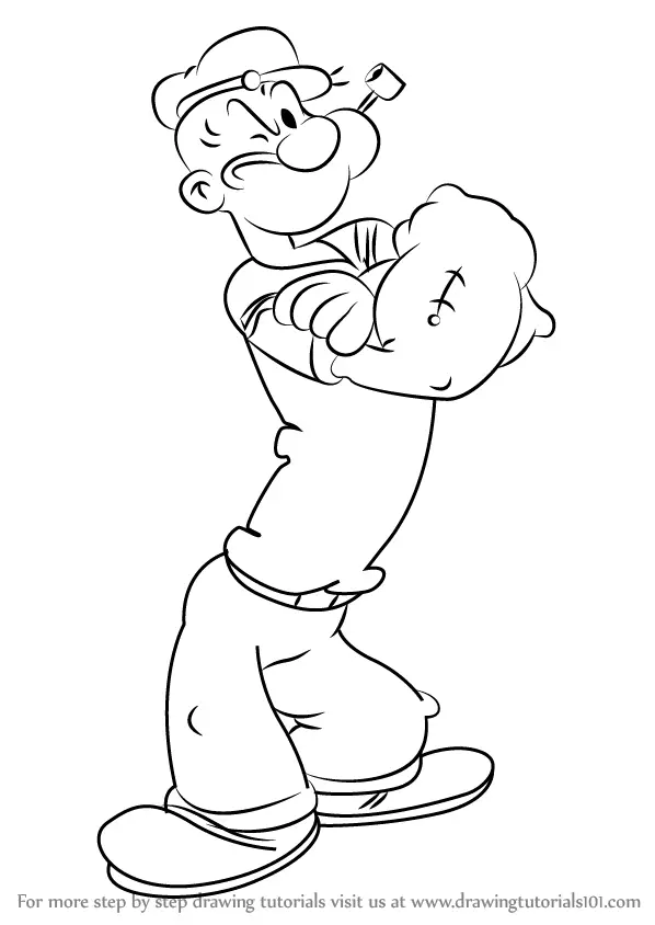 Learn How to Draw Popeye from Popeye the Sailor (Popeye the Sailor) Step by  Step : Drawing Tutorials