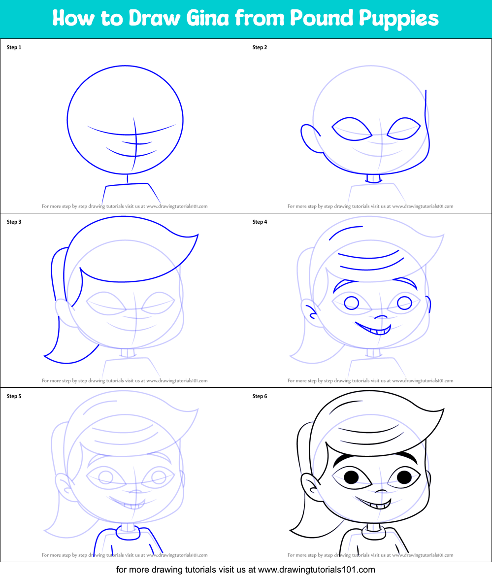 How to Draw Gina from Pound Puppies Printable Step by Step