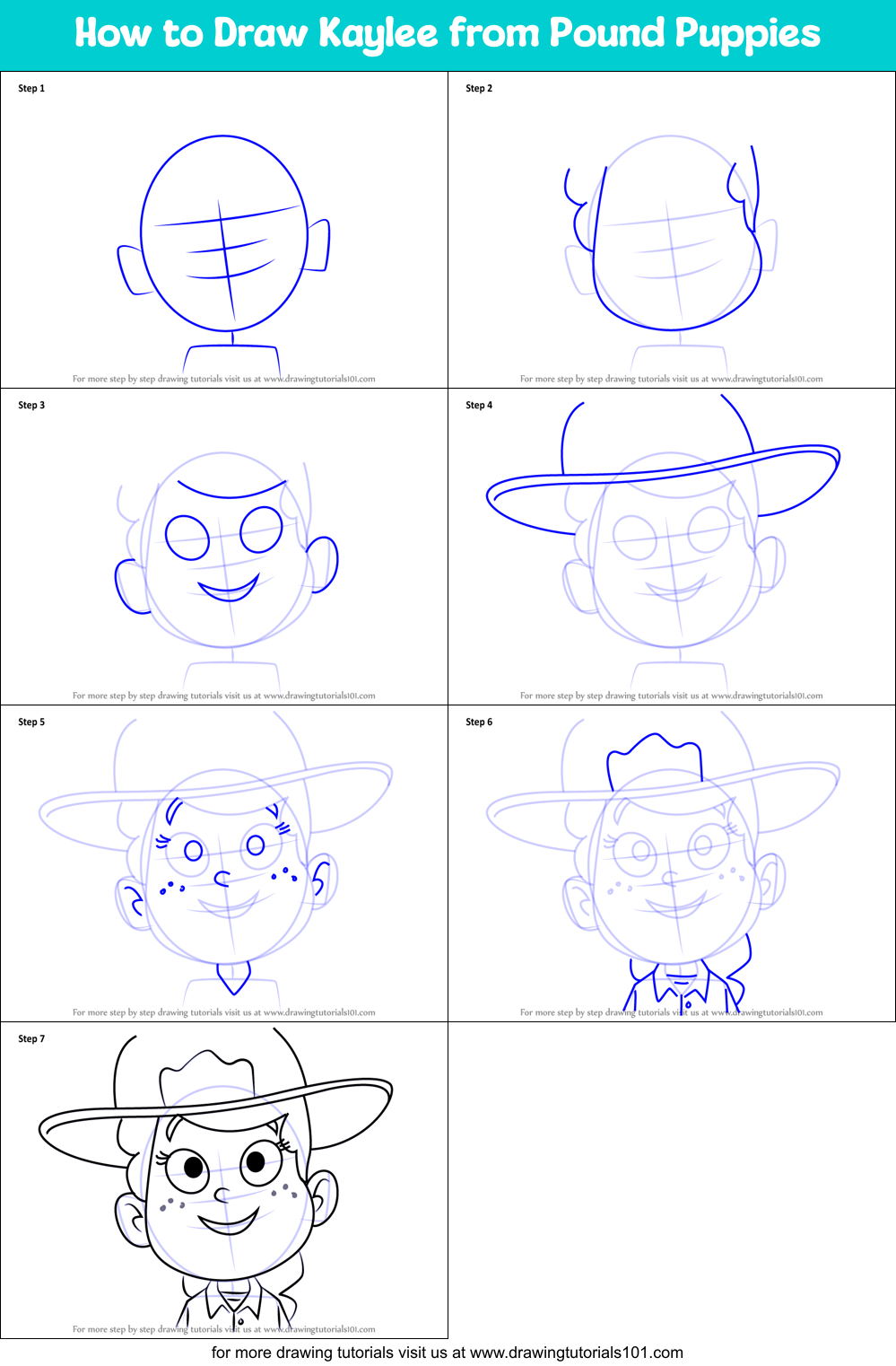 How to Draw Kaylee from Pound Puppies Printable Step by Step