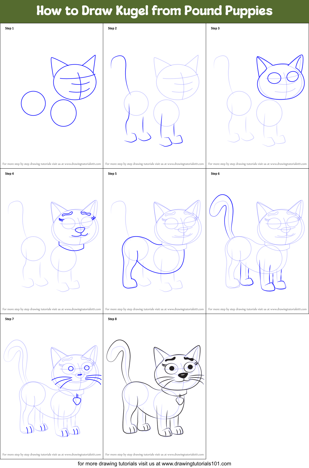 How to Draw Kugel from Pound Puppies Printable Step by Step