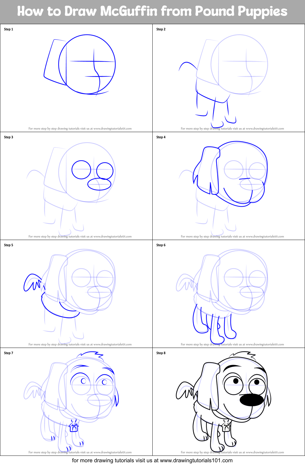 How to Draw McGuffin from Pound Puppies Printable Step by Step