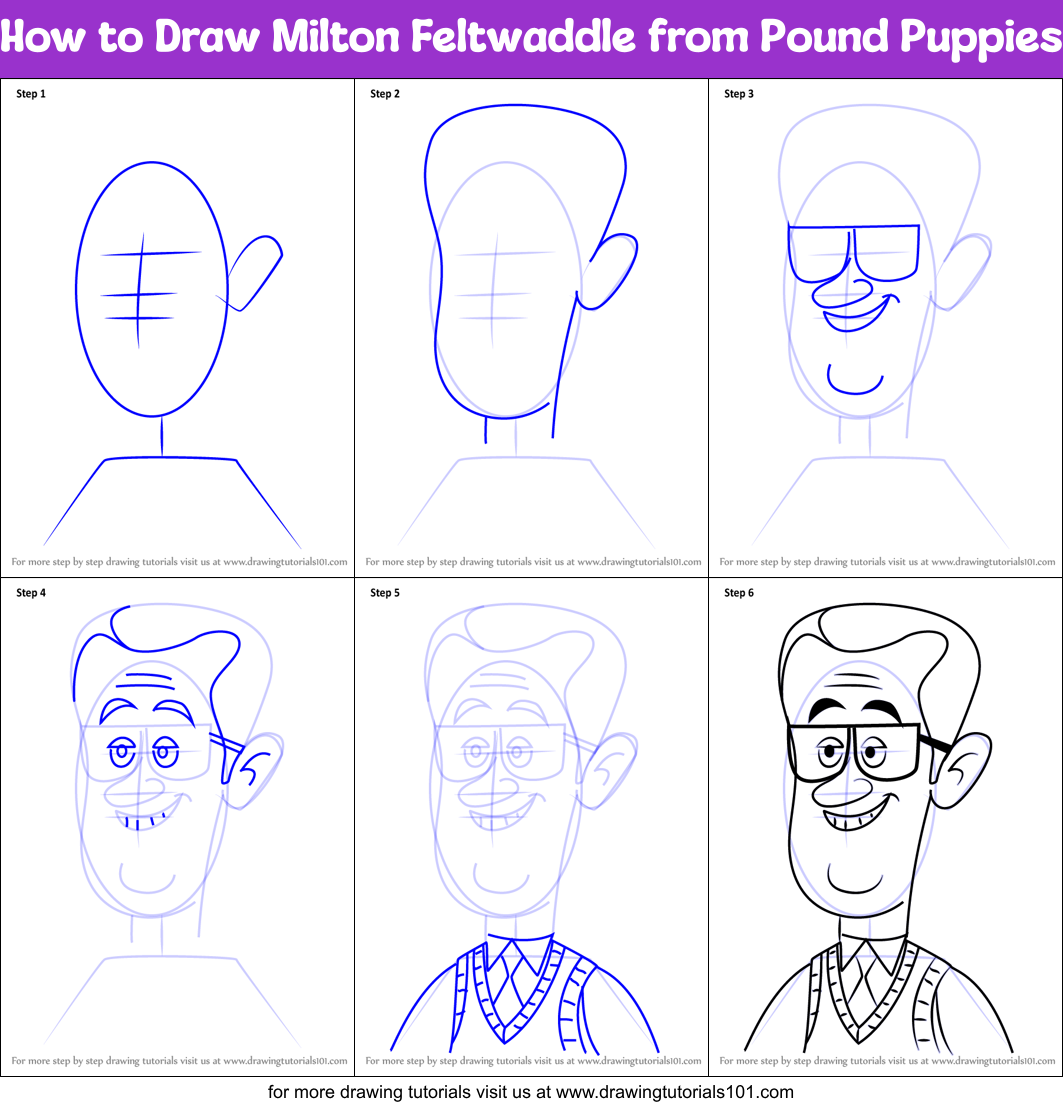 How to Draw Milton Feltwaddle from Pound Puppies Printable Step by Step