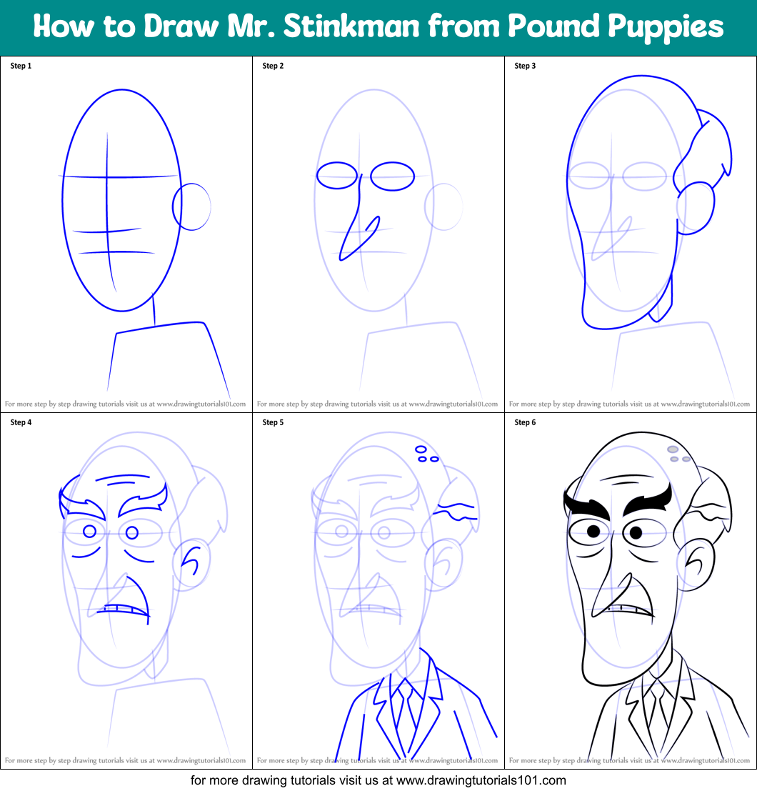 How to Draw Mr. Stinkman from Pound Puppies Printable Step by Step